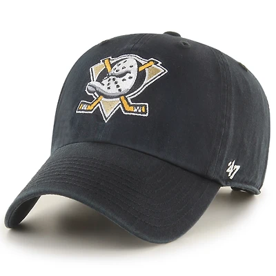 Men's '47 Black Anaheim Ducks Logo Clean Up Adjustable Hat