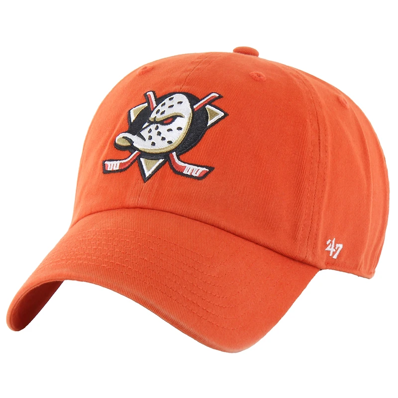 Casquette ajustable Orange Anaheim Ducks Core Logo Clean Up pour homme '47