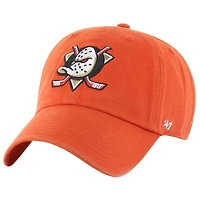 Casquette ajustable Orange Anaheim Ducks Core Logo Clean Up pour homme '47
