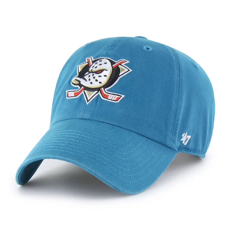 Men's '47 Teal Anaheim Ducks Alternate Logo Clean Up Adjustable Hat