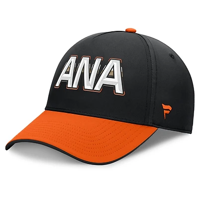 Casquette Fanatics noire/orange pour homme, Authentic Pro Rink Team Code Flex des Anaheim Ducks