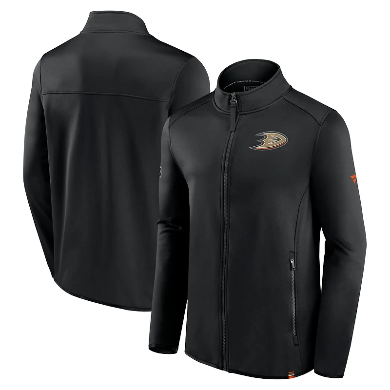 Veste entièrement zippée Fanatics noire Anaheim Ducks Authentic Pro pour hommes