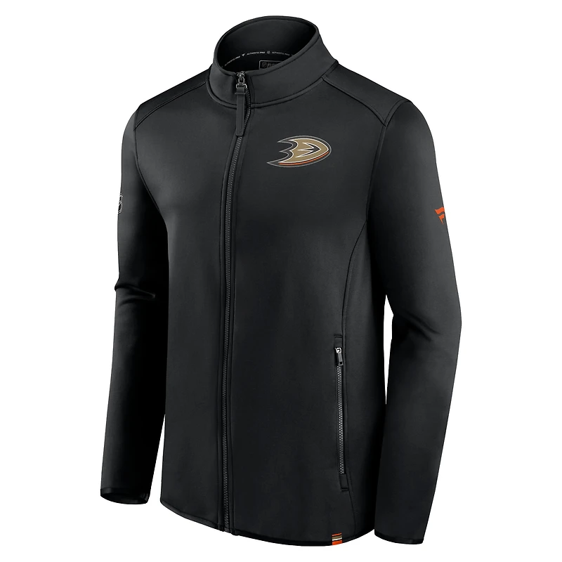 Veste entièrement zippée Fanatics noire Anaheim Ducks Authentic Pro pour hommes