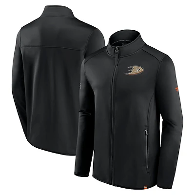 Veste entièrement zippée Fanatics noire Anaheim Ducks Authentic Pro pour hommes