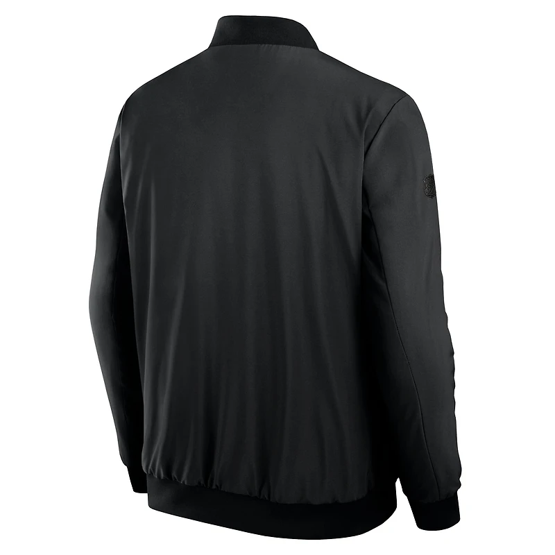 Blouson aviateur zippé Fanatics Pro Road pour homme, noir, des Ducks d'Anaheim