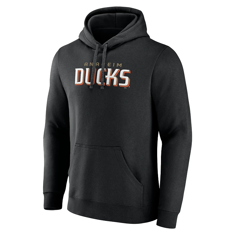 Sweat à capuche en polaire avec logo noir Anaheim Ducks Fanatics pour hommes
