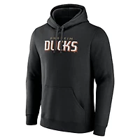 Men's Fanatics Black Anaheim Ducks Wordmark Logo Fleece Pullover Hoodie