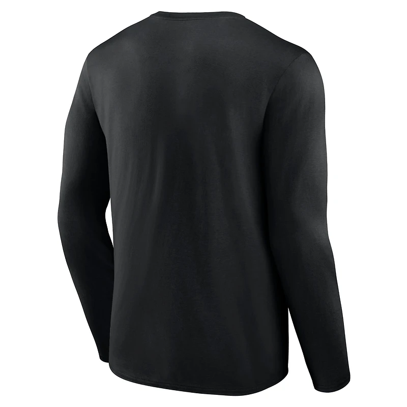 T-shirt noir à manches longues avec logo Fanatics Anaheim Ducks pour hommes