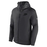 Men's Fanatics Heather Charcoal Anaheim Ducks Authentic Pro Road Tech Lightweight Full-Zip Hoodie Jacket