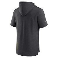 Men's Fanatics Heather Charcoal Anaheim Ducks Authentic Pro Short Sleeve Pullover Hoodie
