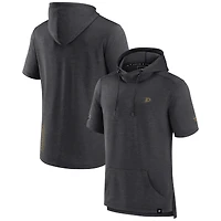 Men's Fanatics Heather Charcoal Anaheim Ducks Authentic Pro Short Sleeve Pullover Hoodie