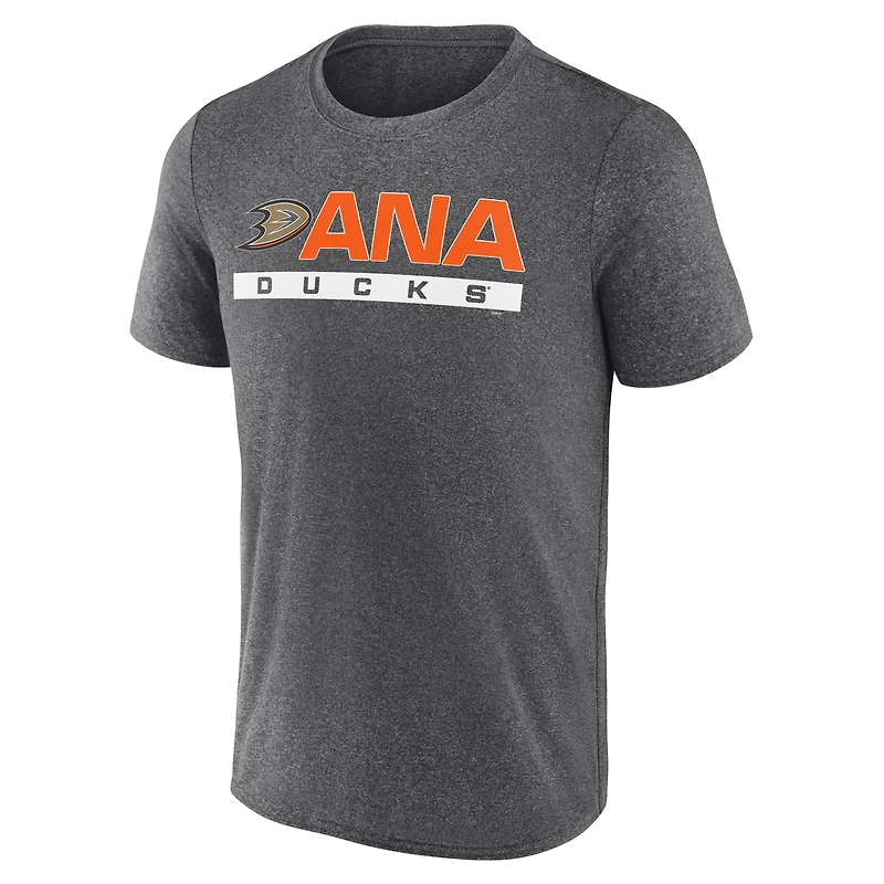T-shirt de meneur jeu Fanatics Heather Anthracite pour homme des Ducks d'Anaheim