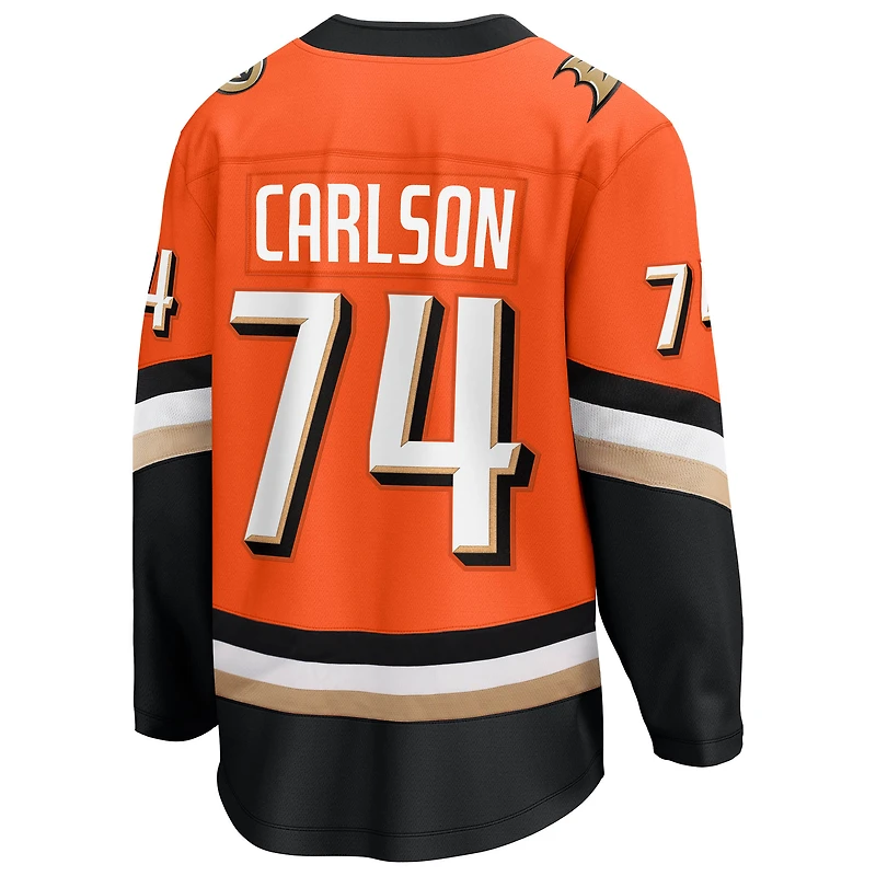Men's Fanatics John Carlson Orange Anaheim Ducks Home Breakaway Jersey