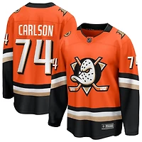Maillot domicile orange des Ducks d'Anaheim, modèle Breakaway, pour homme, de John Carlson (Fanatics).
