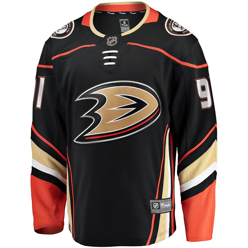 Maillot de joueur échappé à domicile Fanatics Leo Carlsson noir des Ducks d'Anaheim pour hommes