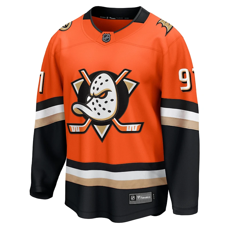 Men's Fanatics Leo Carlsson Orange Anaheim Ducks Home Breakaway Jersey