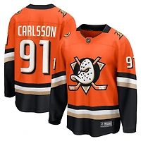 Men's Fanatics Leo Carlsson Orange Anaheim Ducks Home Breakaway Jersey