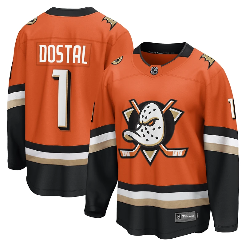 Men's Fanatics Lukas Dostal Orange Anaheim Ducks Home Breakaway Jersey