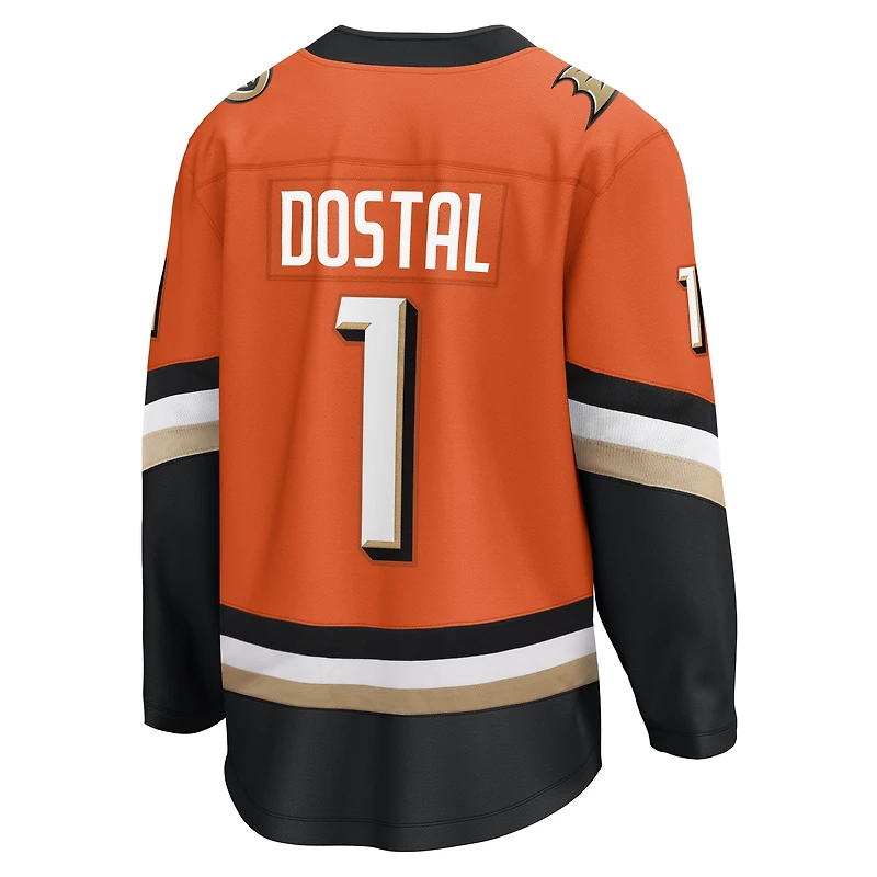 Maillot orange Fanatics Lukas Dostal des Ducks d'Anaheim pour hommes