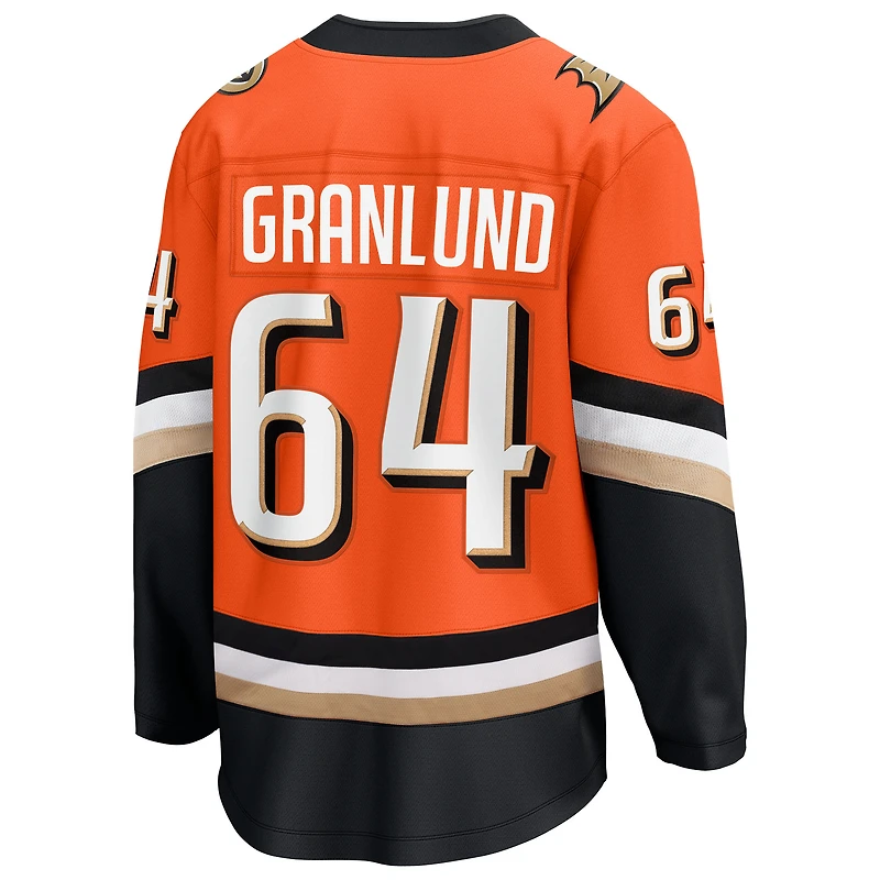 Maillot Fanatics Mikael Granlund orange pour homme, équipe d'échappée des Ducks d'Anaheim