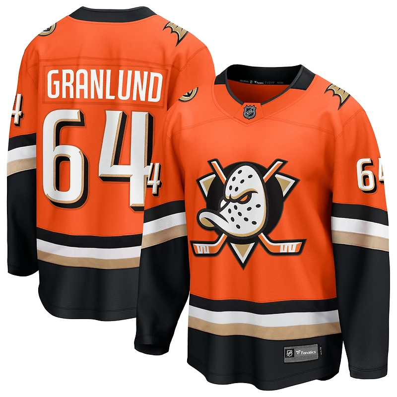 Maillot Fanatics Mikael Granlund orange pour homme, équipe d'échappée des Ducks d'Anaheim