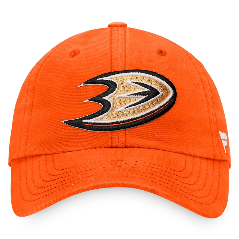 Casquette ajustable Fanatics orange Anaheim Ducks Core avec logo principal