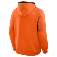 Men's Fanatics Orange Anaheim Ducks Goaltender Defender Raglan Pullover Hoodie