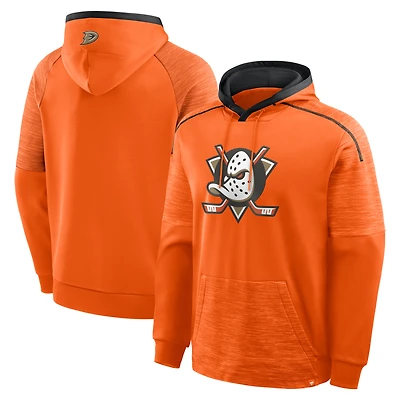 Men's Fanatics Orange Anaheim Ducks Goaltender Defender Raglan Pullover Hoodie