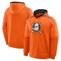 Men's Fanatics Orange Anaheim Ducks Goaltender Defender Raglan Pullover Hoodie