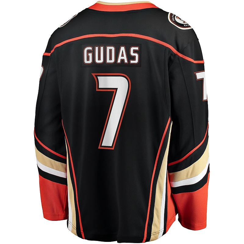 Maillot Breakaway à domicile Fanatics Radko Gudas pour hommes, noir, Anaheim Ducks