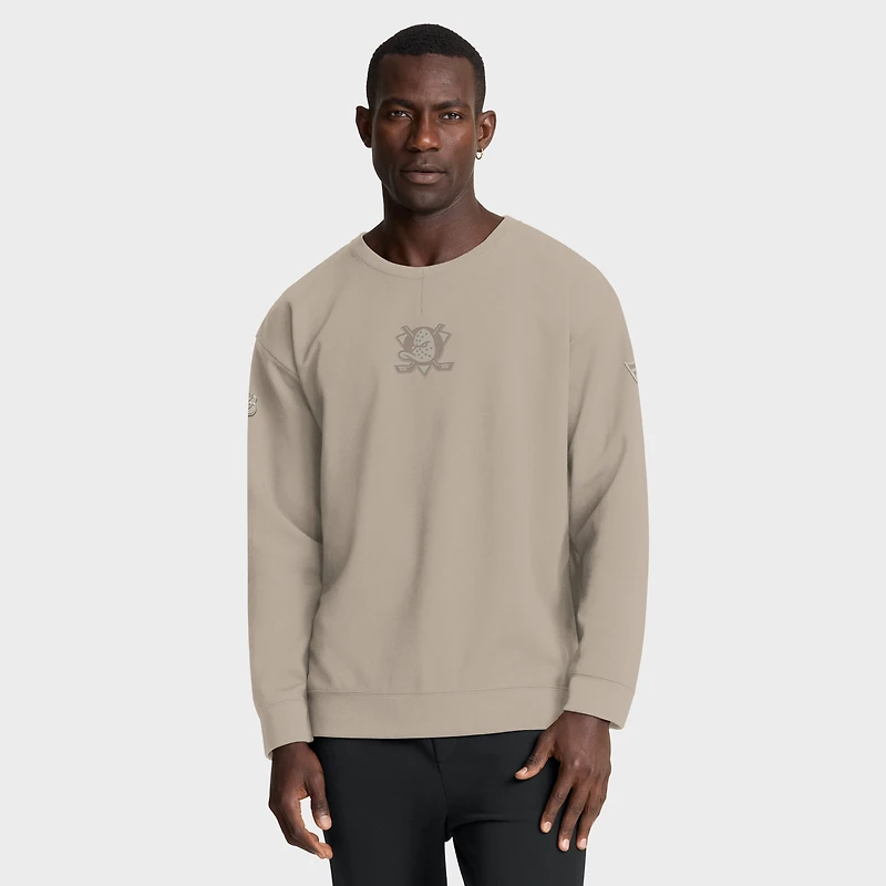 Men's Fanatics Tan Anaheim Ducks Authentic Pro Road Tri-Blend Sweatshirt