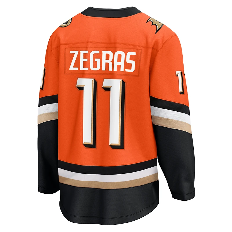 Maillot de joueur à domicile Premier Breakaway Orange Anaheim Ducks Trevor Zegras Fanatics pour hommes