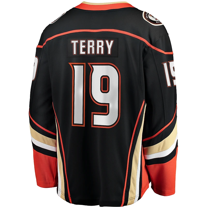 Maillot de joueur échappé l'équipe locale des Ducks d'Anaheim Fanatics Troy Terry noir pour hommes