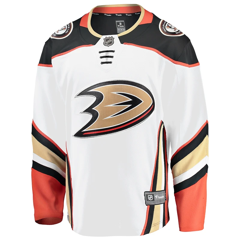 Maillot Breakaway Away Fanatics pour hommes, blanc, Anaheim Ducks