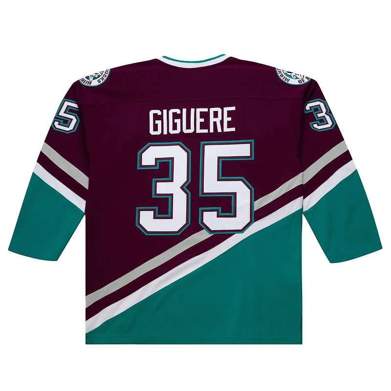 Maillot de jeu puissance violet pour homme Jean-Sébastien Giguère des Ducks d'Anaheim 2002-03