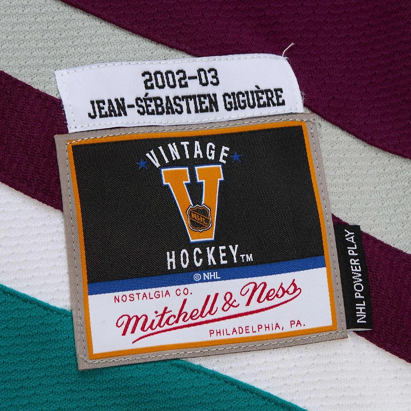 Maillot de jeu puissance violet pour homme Jean-Sébastien Giguère des Ducks d'Anaheim 2002-03