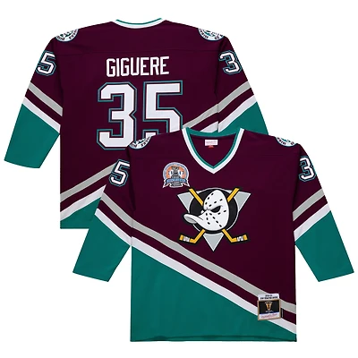 Maillot de jeu puissance violet pour homme Jean-Sébastien Giguère des Ducks d'Anaheim 2002-03