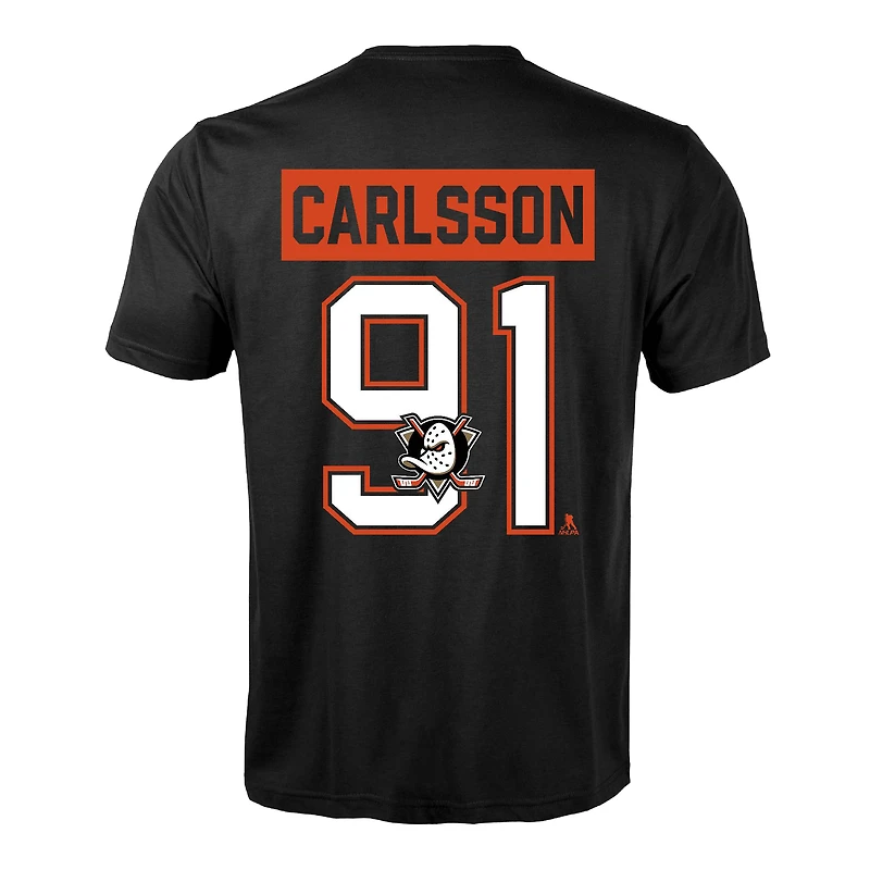 T-shirt Levelwear Leo Carlsson noir Anaheim Ducks Richmond avec nom et numéro pour homme