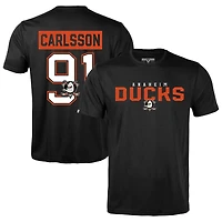 Men's Levelwear Leo Carlsson Black Anaheim Ducks Richmond Name & Number T-Shirt