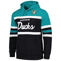 Sweat à capuche Mitchell & Ness pour hommes, noir/bleu sarcelle, entraîneur-chef des Ducks d'Anaheim