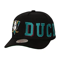 Casquette ajustable Mitchell & Ness Pro Pinch noire avec logo Busted des Ducks d'Anaheim pour homme