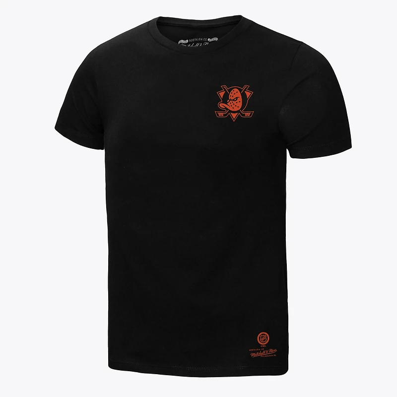 T-shirt Mitchell & Ness noir Anaheim Ducks Core Penalty Box 3.0 pour homme