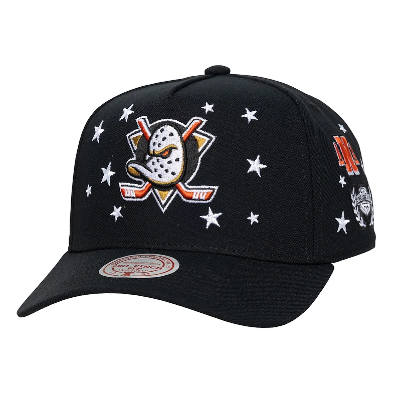Men's Mitchell & Ness Black Anaheim Ducks Pep Rally Pro Pinch Snapback Hat