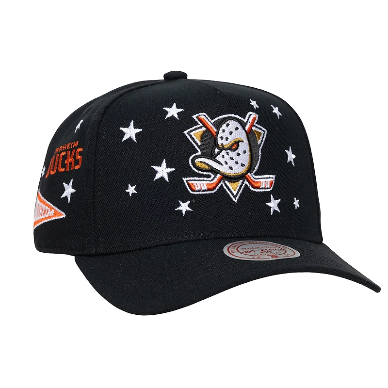 Men's Mitchell & Ness Black Anaheim Ducks Pep Rally Pro Pinch Snapback Hat