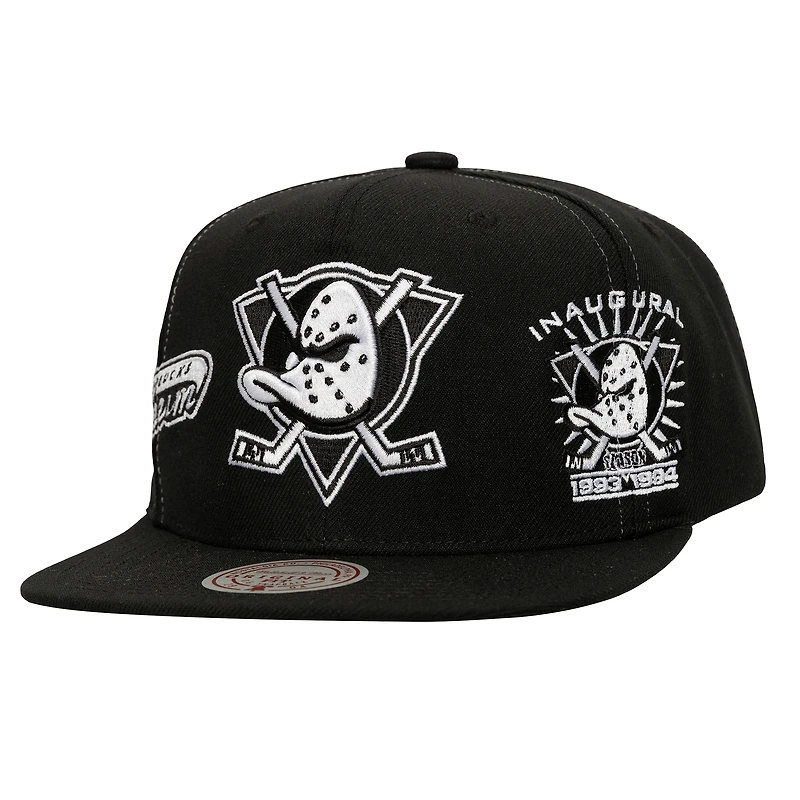 Casquette snapback Mitchell & Ness Trifecta noire Anaheim Ducks pour homme