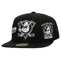 Casquette snapback Mitchell & Ness Trifecta noire Anaheim Ducks pour homme
