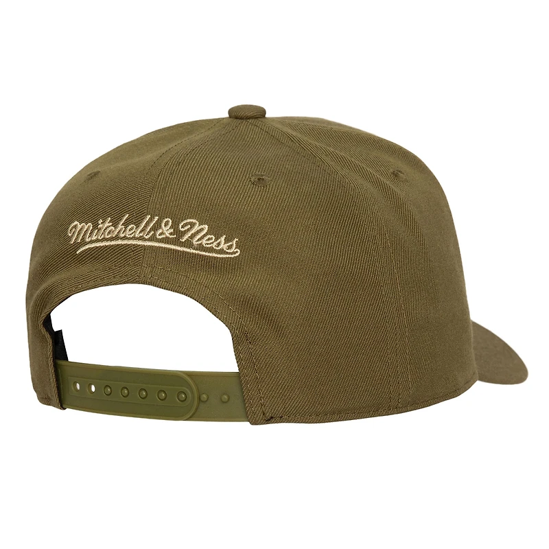 Men's Mitchell & Ness Olive Anaheim Ducks Fashion Basic Pro Pinch Snapback Hat