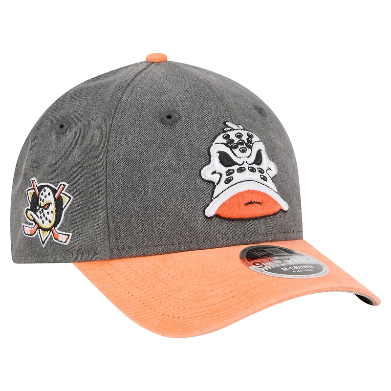 Men's New Era Black/Orange Anaheim Ducks Mascot 2-Tone 9FORTY Adjustable Hat
