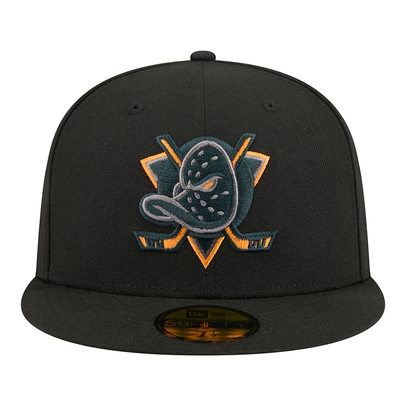 Casquette ajustée New Era 59FIFTY noire Anaheim Ducks pour homme