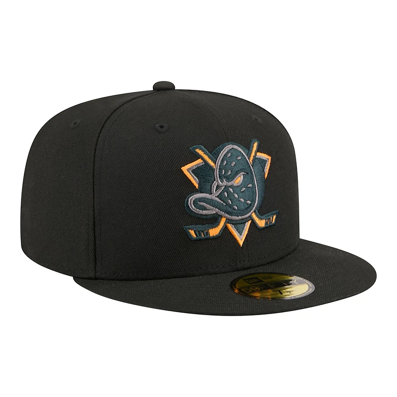 Men's New Era Black Anaheim Ducks Color Pop 59FIFTY Fitted Hat